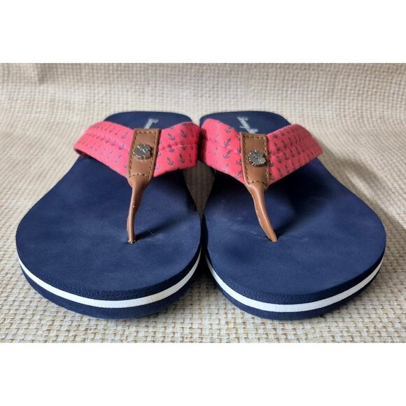 Tommy Bahama Women's Sandals Size 10 Flip Flops Blue & Pink Nautical Beach Vacay - Picture 4 of 12